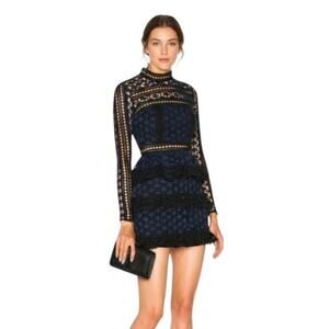 Self Portrait Star Repeat Guipure Lace Mini Dress Size 4